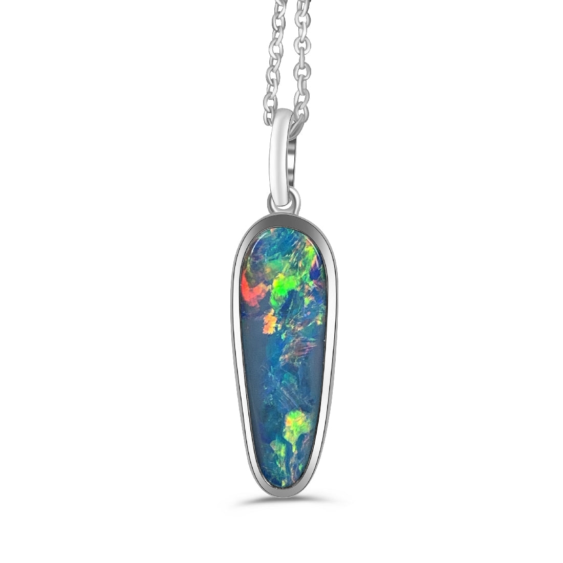 Sterling Silver Opal Red Green pendant - Masterpiece Jewellery Opal & Gems Sydney Australia | Online Shop