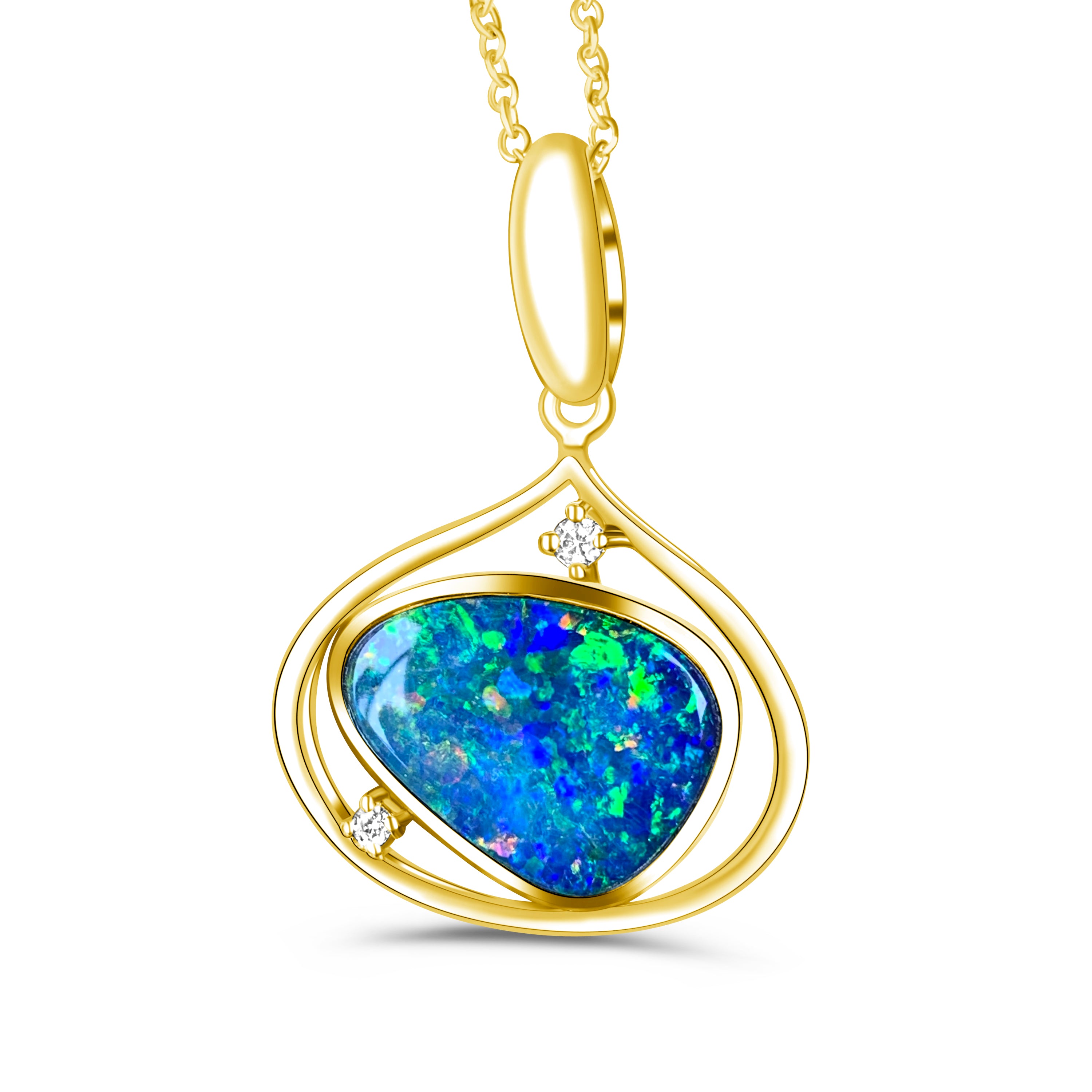 Yellow Gold plated silver Opal 14x10mm pendant - Masterpiece Jewellery Opal & Gems Sydney Australia | Online Shop