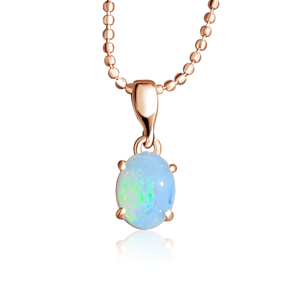 Rose Gold plated Sterling Silver 8x6mm White Opal pendant - Masterpiece Jewellery Opal & Gems Sydney Australia | Online Shop