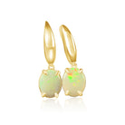 Sterling Silver Gold plated dangling 10x8mm White Opal earrings - Masterpiece Jewellery Opal & Gems Sydney Australia | Online Shop