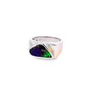 Sterling Silver Boulder Opal freeform Blue Green ring - Masterpiece Jewellery Opal & Gems Sydney Australia | Online Shop