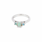 9kt White Gold 3 stone trilogy Opal ring 0.43ct - Masterpiece Jewellery Opal & Gems Sydney Australia | Online Shop