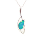 one 14kt White Gold Black Opal doublet and DIamond pendant - Masterpiece Jewellery Opal & Gems Sydney Australia | Online Shop