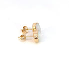 One pair of 9kt Yellow Gold Light Opal earring studs 7x5mm bezel set - Masterpiece Jewellery Opal & Gems Sydney Australia | Online Shop