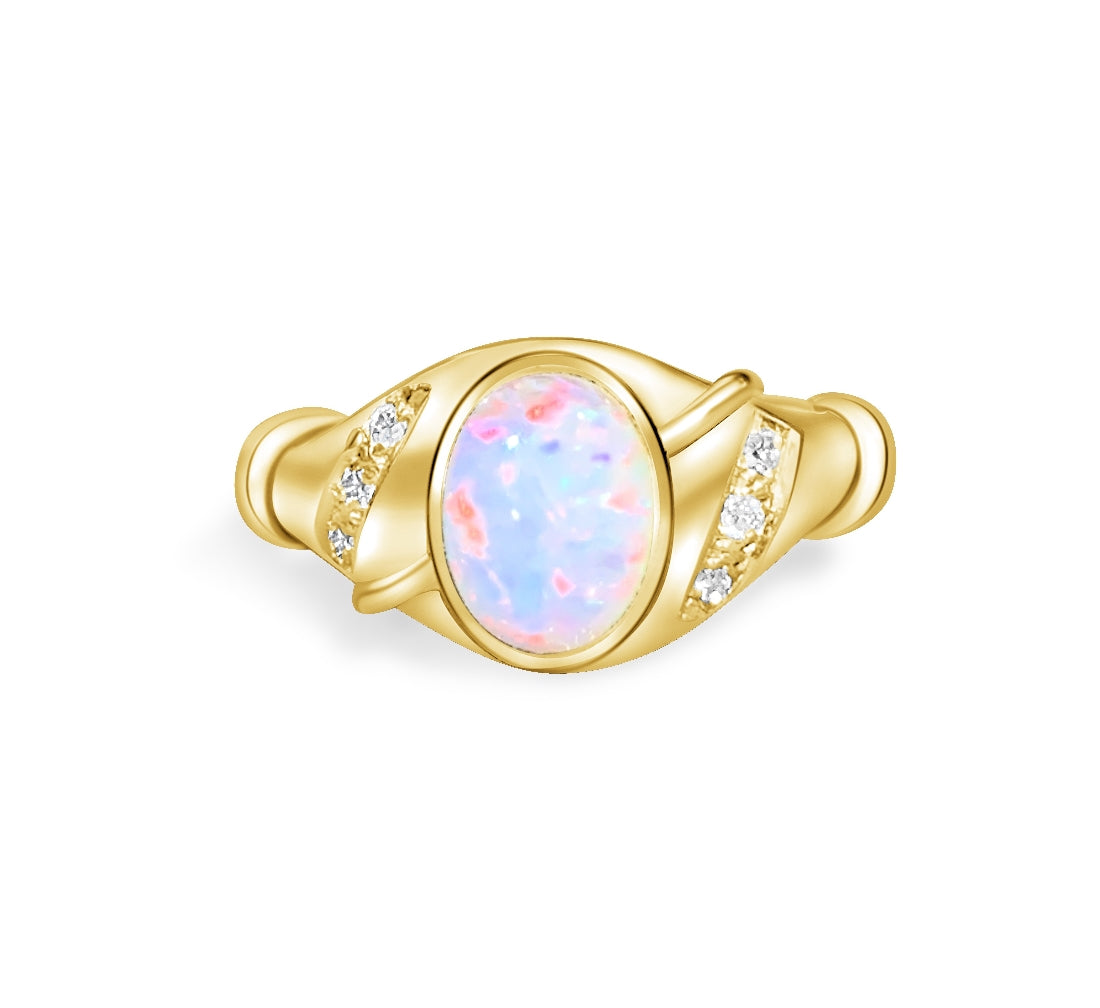 18kt Yellow Gold Fire Opal and Diamond ring - Masterpiece Jewellery Opal & Gems Sydney Australia | Online Shop