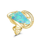 18kt Yellow Gold Crystal Opal and Diamond ring - Masterpiece Jewellery Opal & Gems Sydney Australia | Online Shop