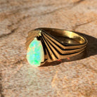 18kt Yellow Gold Pear shape step design Pear shape Opal ring - Masterpiece Jewellery Opal & Gems Sydney Australia | Online Shop