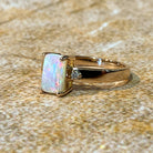 18kt Rose Gold Rectangular Opal 0.9ct and Diamond ring - Masterpiece Jewellery Opal & Gems Sydney Australia | Online Shop