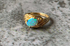 18kt Yellow Gold Black Opal and Diamond slanted ring - Masterpiece Jewellery Opal & Gems Sydney Australia | Online Shop