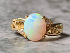 18kt Yellow Gold White Opal and Diamond ring - Masterpiece Jewellery Opal & Gems Sydney Australia | Online Shop