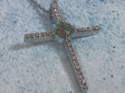 Platinum Cross set with Black Opal and Diamonds - Masterpiece Jewellery Opal & Gems Sydney Australia | Online Shop