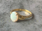 Gold plated 9x7mm White Opal double curve shank design ring - Masterpiece Jewellery Opal & Gems Sydney Australia | Online Shop