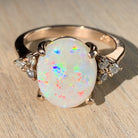 9kt Rose Gold 2.8ct White Opal and Diamond ring - Masterpiece Jewellery Opal & Gems Sydney Australia | Online Shop