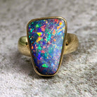 18kt Yellow Gold 5.42ct Queensland Boulder Fire Opal bezel set ring - Masterpiece Jewellery Opal & Gems Sydney Australia | Online Shop