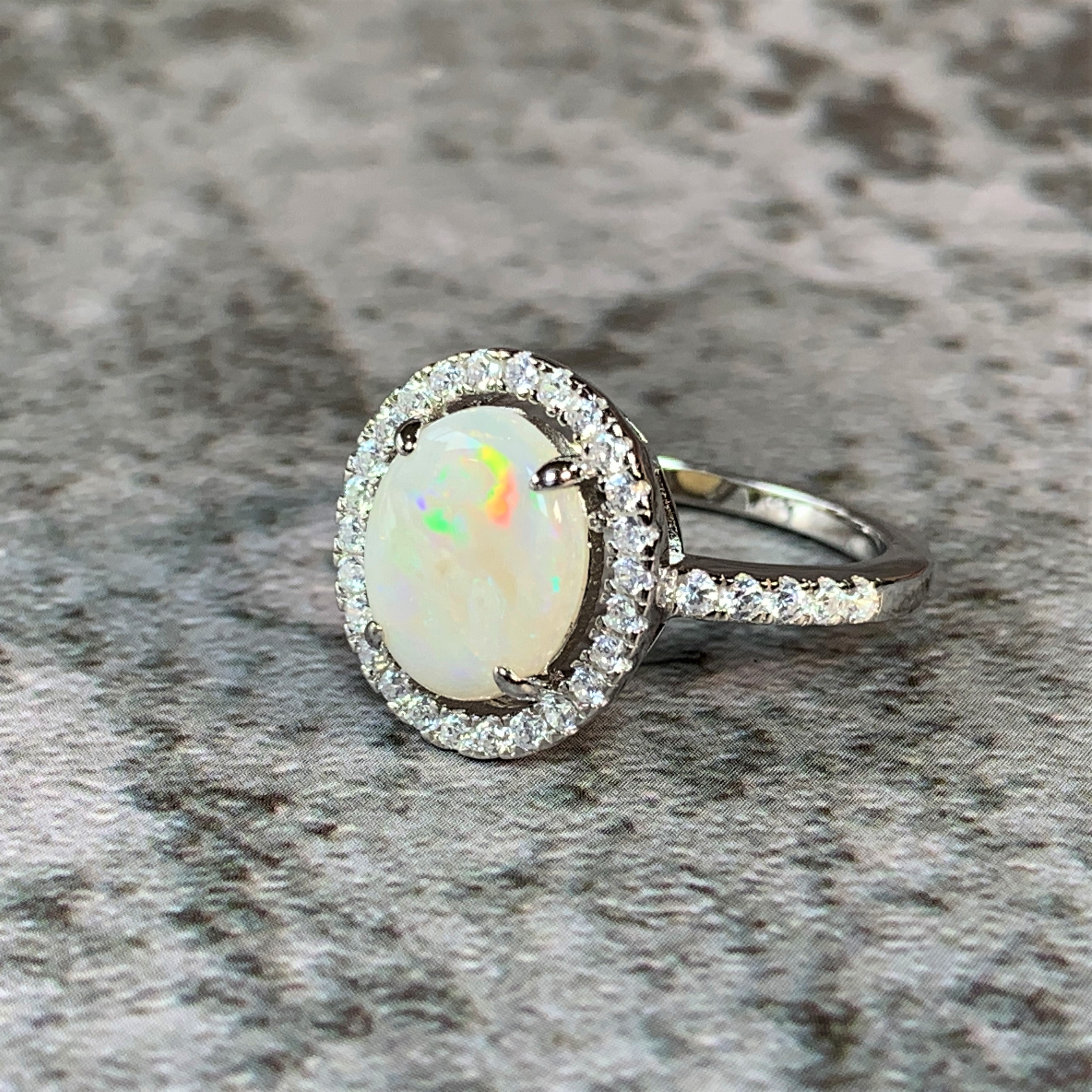 Sterling Silver 10x8mm halo cluster ring - Masterpiece Jewellery Opal & Gems Sydney Australia | Online Shop