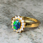 Gold Plated Silver cluster Opal triplet 7x5mm ring - Masterpiece Jewellery Opal & Gems Sydney Australia | Online Shop