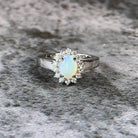 Sterling Silver White Opal 7x5mm Cluster ring - Masterpiece Jewellery Opal & Gems Sydney Australia | Online Shop