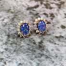 Rose Gold plated silver cluster earrings 8x6mm Opal triplets - Masterpiece Jewellery Opal & Gems Sydney Australia | Online Shop