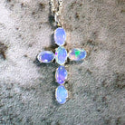 Sterling Silver Opal cross 25x15mm - Masterpiece Jewellery Opal & Gems Sydney Australia | Online Shop