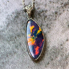 14kt White Gold Red Fiery Opal and Diamond pendant - Masterpiece Jewellery Opal & Gems Sydney Australia | Online Shop