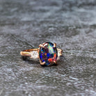 Rose Gold plated Silver 10x8mm Opal triplet trilogy ring - Masterpiece Jewellery Opal & Gems Sydney Australia | Online Shop