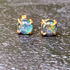 Rose Gold plated Silver 6mm Round Opal studs - Masterpiece Jewellery Opal & Gems Sydney Australia | Online Shop