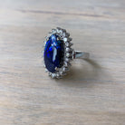 Platinum Cluster Black Opal and Diamond ring - Masterpiece Jewellery Opal & Gems Sydney Australia | Online Shop