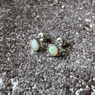 Sterling Silver pair of bezel set 5mm White Opals - Masterpiece Jewellery Opal & Gems Sydney Australia | Online Shop