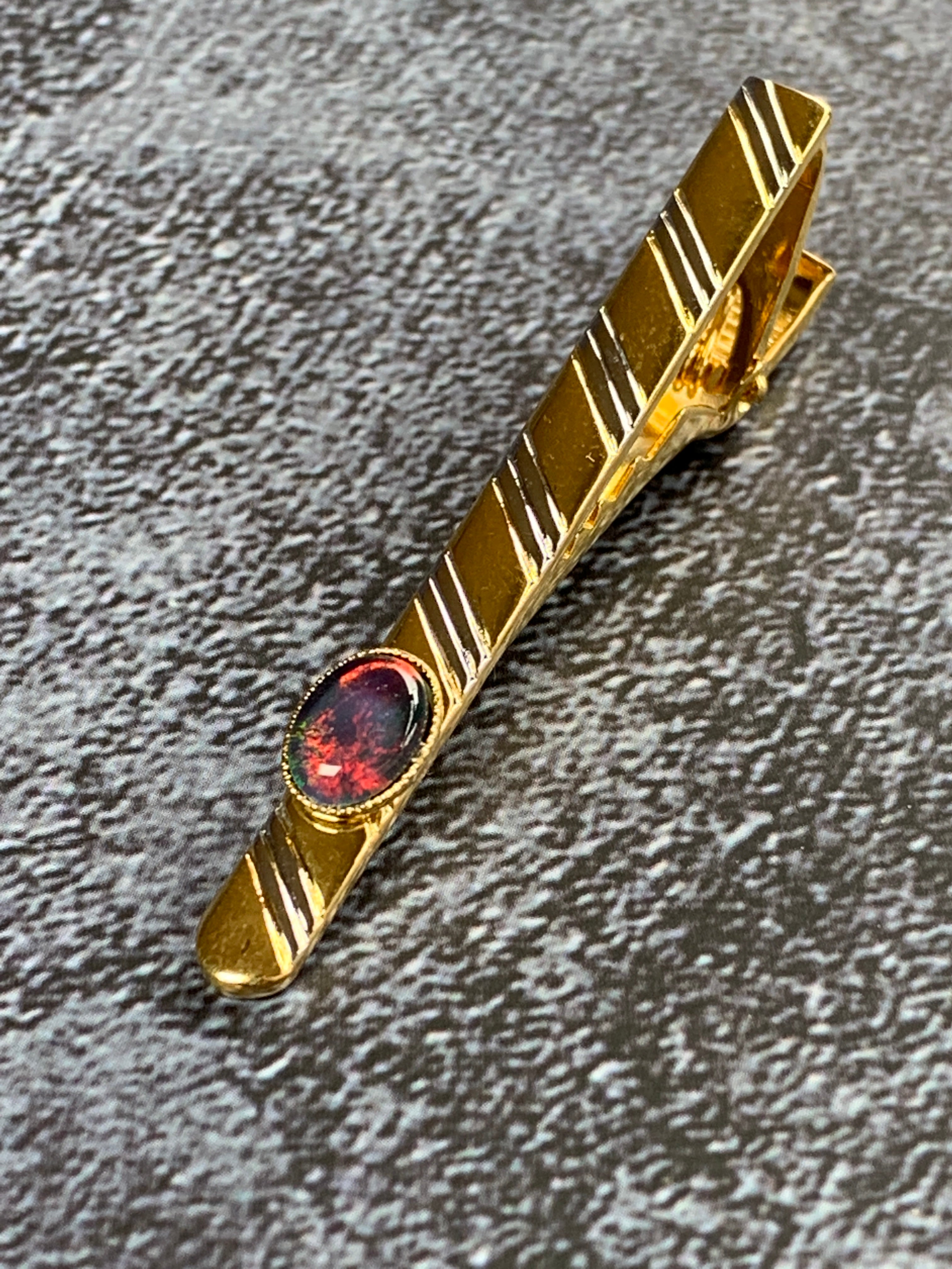 Gold Plated Tie Bar with Opal - Masterpiece Jewellery Opal & Gems Sydney Australia | Online Shop