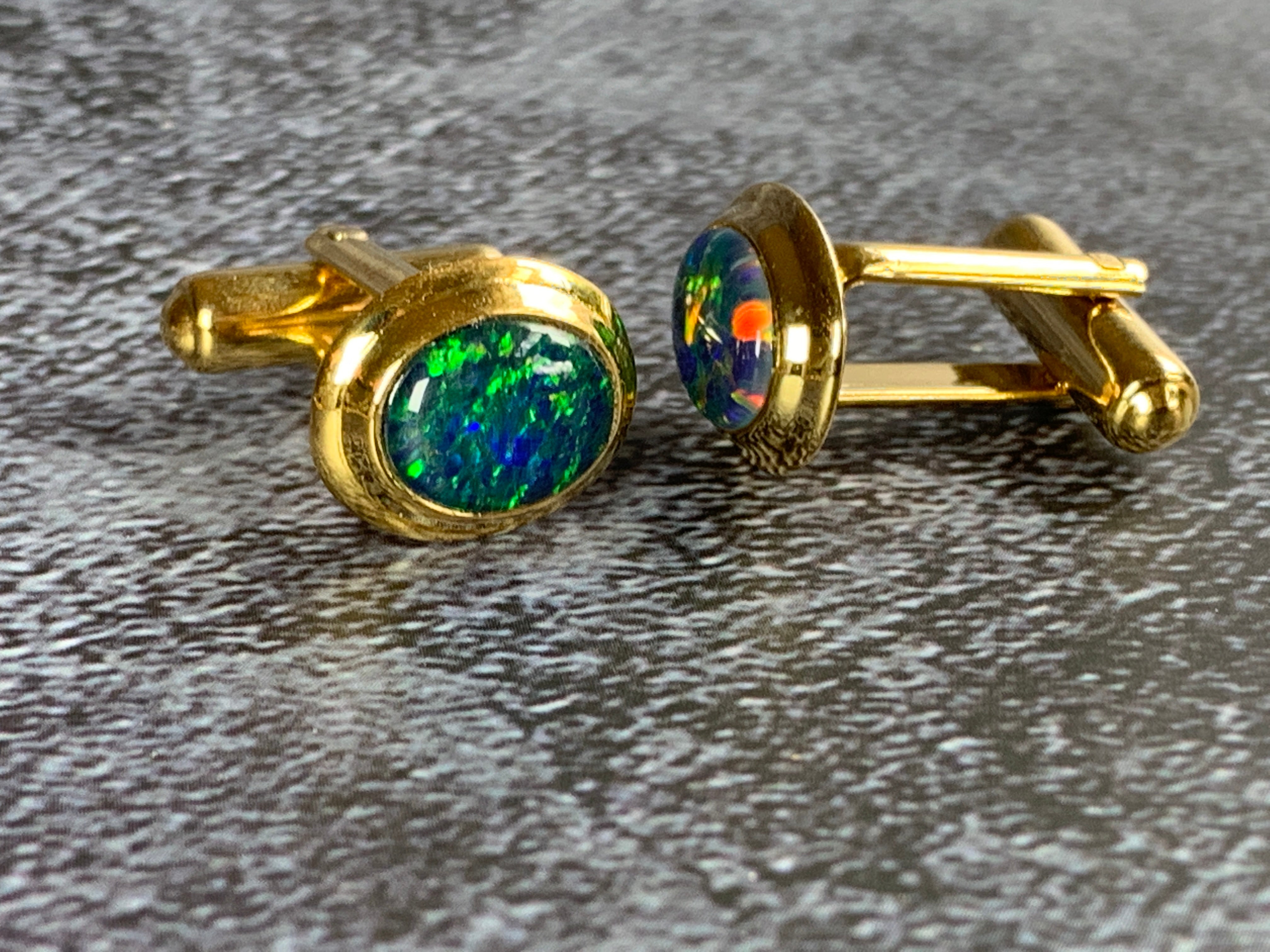 Gold Plated 10x8mm Triplet Opal cufflinks - Masterpiece Jewellery Opal & Gems Sydney Australia | Online Shop