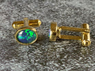 Gold Plated 10x8mm Triplet Opal cufflinks - Masterpiece Jewellery Opal & Gems Sydney Australia | Online Shop