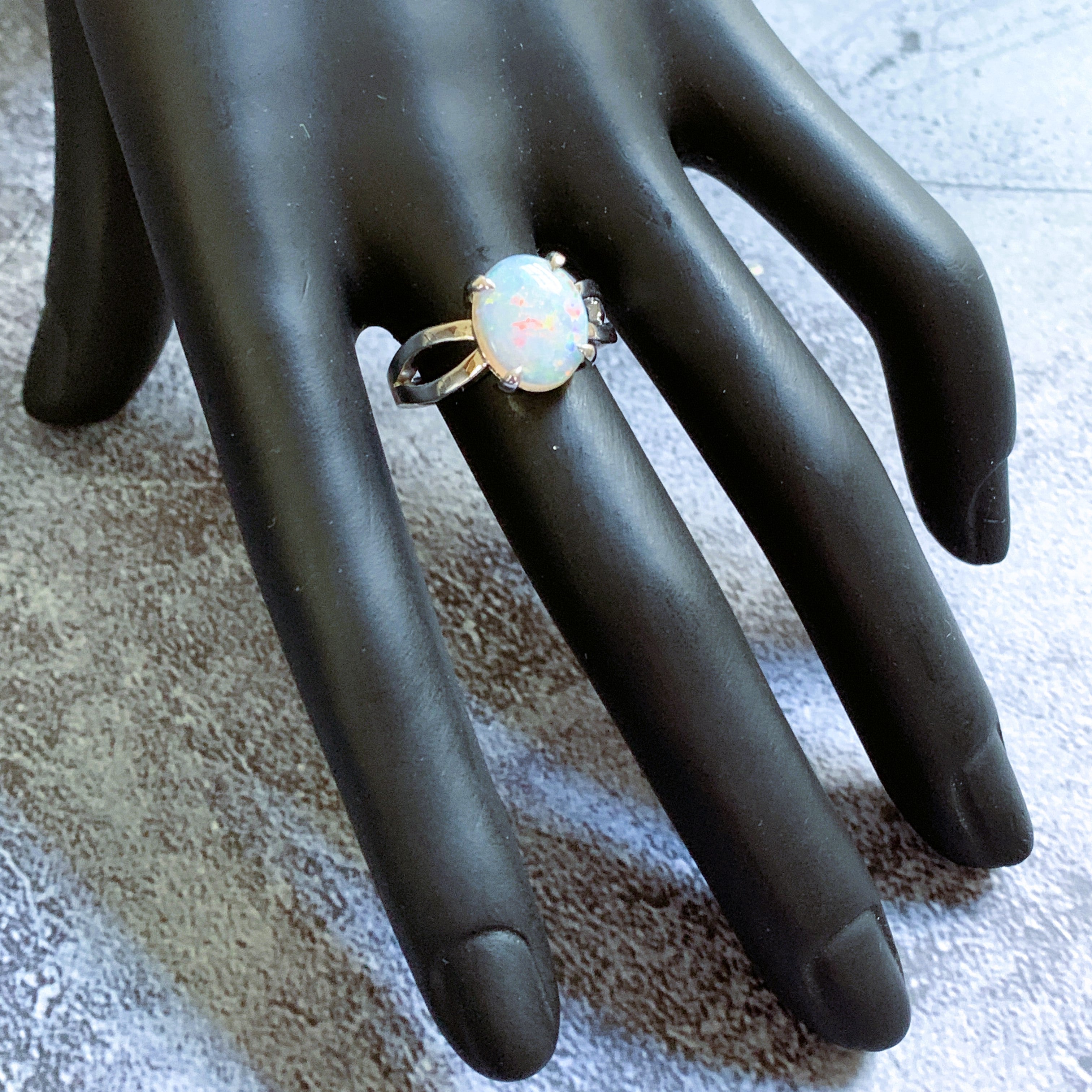 9kt White Gold Solitaire White Fiery Opal 2.31ct claw set - Masterpiece Jewellery Opal & Gems Sydney Australia | Online Shop