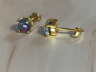 Gold Plated Sterling Silver 5mm Opal triplets claw set studs - Masterpiece Jewellery Opal & Gems Sydney Australia | Online Shop