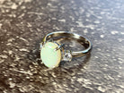 Sterling Silver 10x8mm White Opal trilogy ring - Masterpiece Jewellery Opal & Gems Sydney Australia | Online Shop