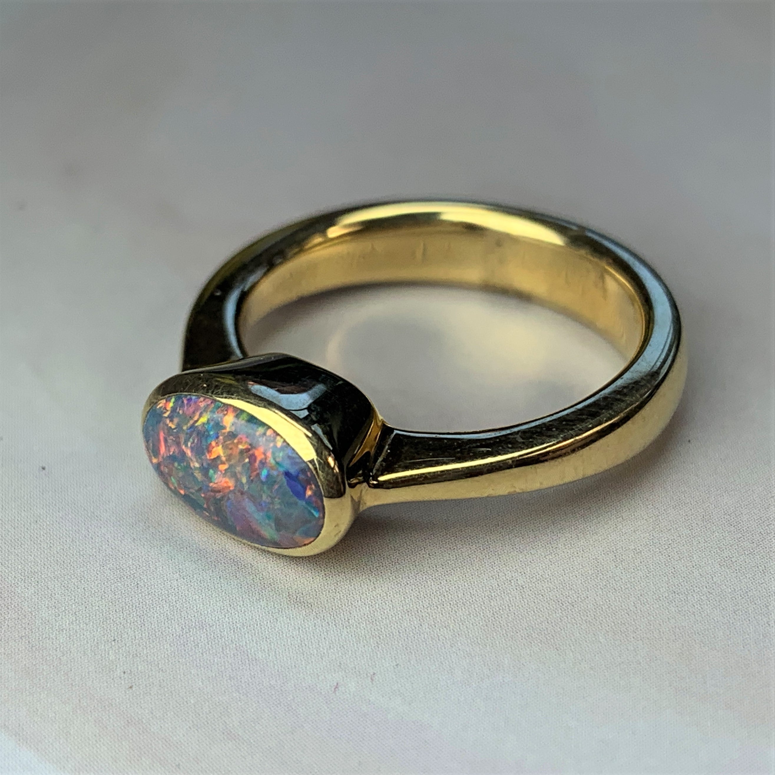 18kt Yellow Gold Black Opal 1.2ct bezel set - Masterpiece Jewellery Opal & Gems Sydney Australia | Online Shop