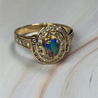 18kt Yellow Gold cluster Black Opal 0.3 Diamonds 0.44 ring - Masterpiece Jewellery Opal & Gems Sydney Australia | Online Shop