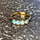 18kt Yellow Gold eternity ring with 5 Crystal Opals - Masterpiece Jewellery Opal & Gems Sydney Australia | Online Shop