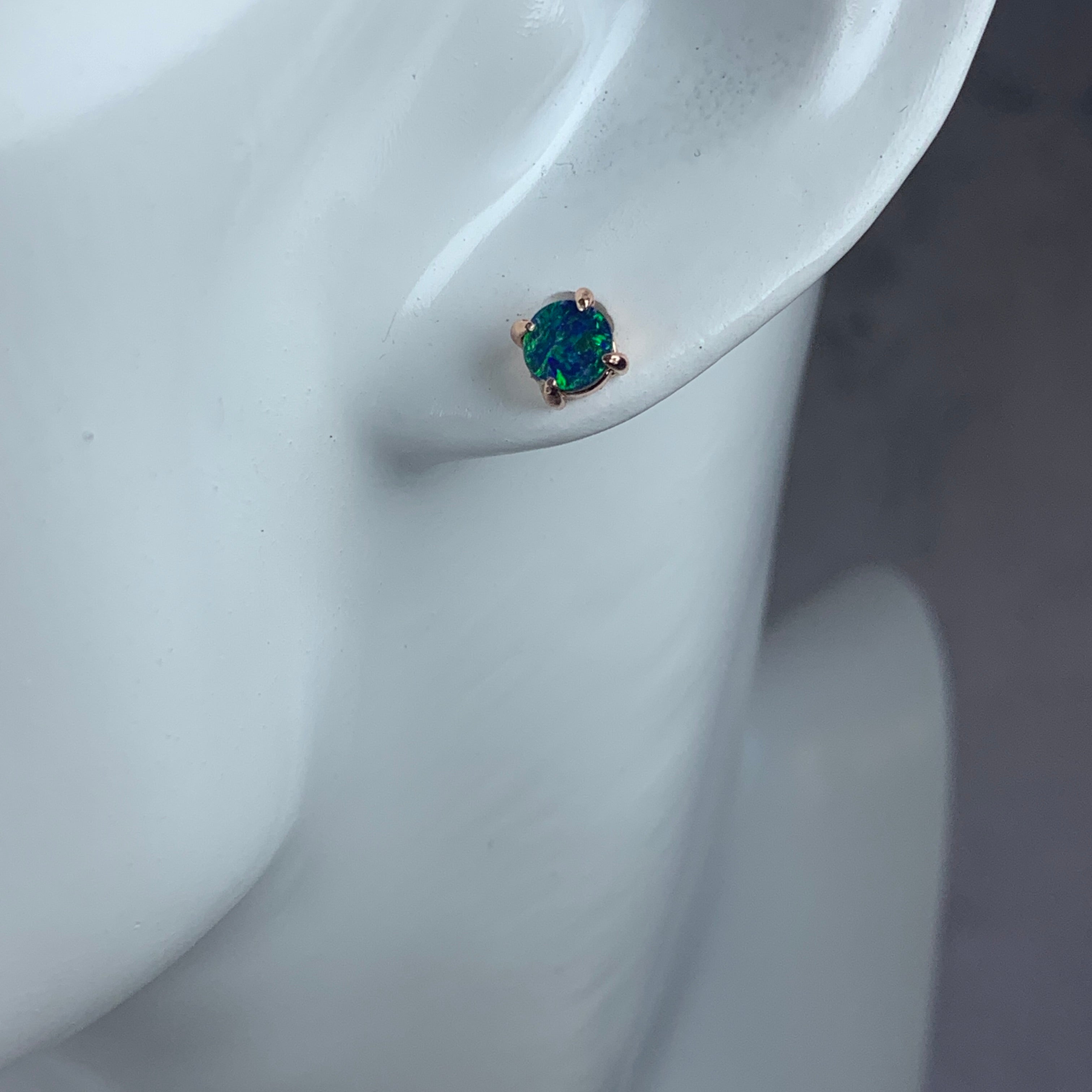 Gold Plated Sterling Silver 5mm Opal triplets claw set studs - Masterpiece Jewellery Opal & Gems Sydney Australia | Online Shop