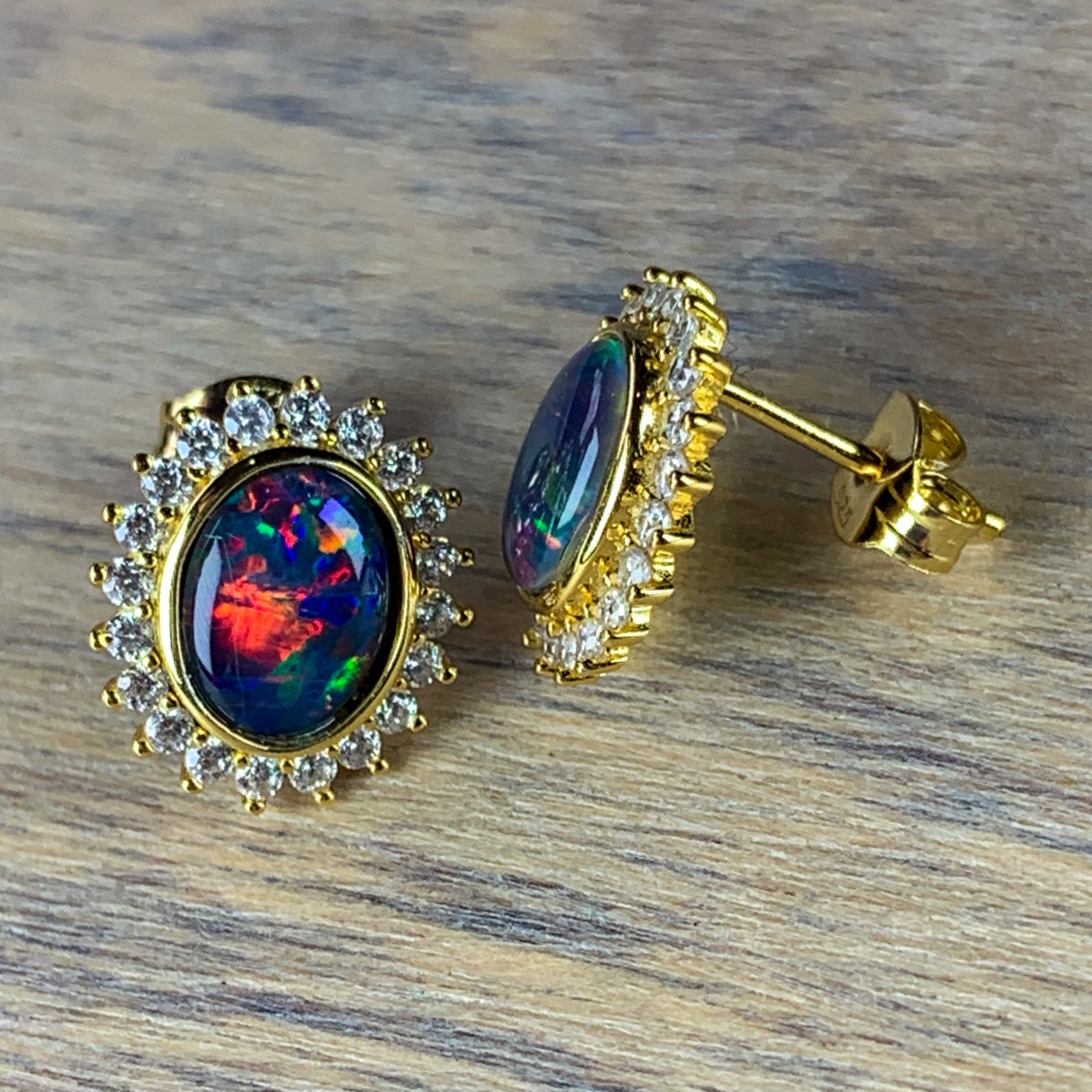 Round Black Opal Stud Earrings | Local Eclectic – local eclectic