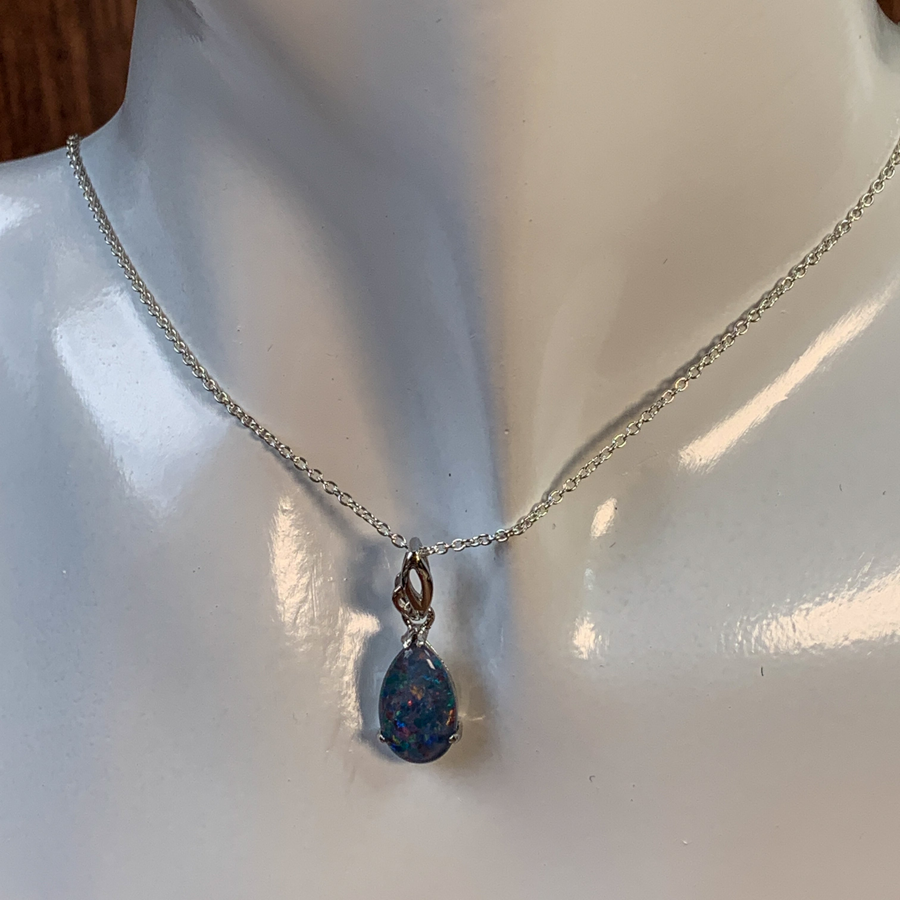 Sterling Silver 13x8mm Opal triplet pendant - Masterpiece Jewellery Opal & Gems Sydney Australia | Online Shop