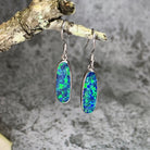 Sterling Silver dangling Blue Green Opal earrings - Masterpiece Jewellery Opal & Gems Sydney Australia | Online Shop