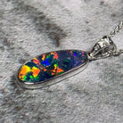 14kt White Gold Fire Opal 17.8x6.6mm and Diamond pendant - Masterpiece Jewellery Opal & Gems Sydney Australia | Online Shop