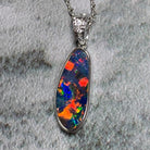 14kt White Gold Fire Opal 17.8x6.6mm and Diamond pendant - Masterpiece Jewellery Opal & Gems Sydney Australia | Online Shop