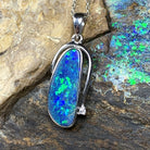 Sterling Silver Opal Blue Green 19x8mm pendant - Masterpiece Jewellery Opal & Gems Sydney Australia | Online Shop