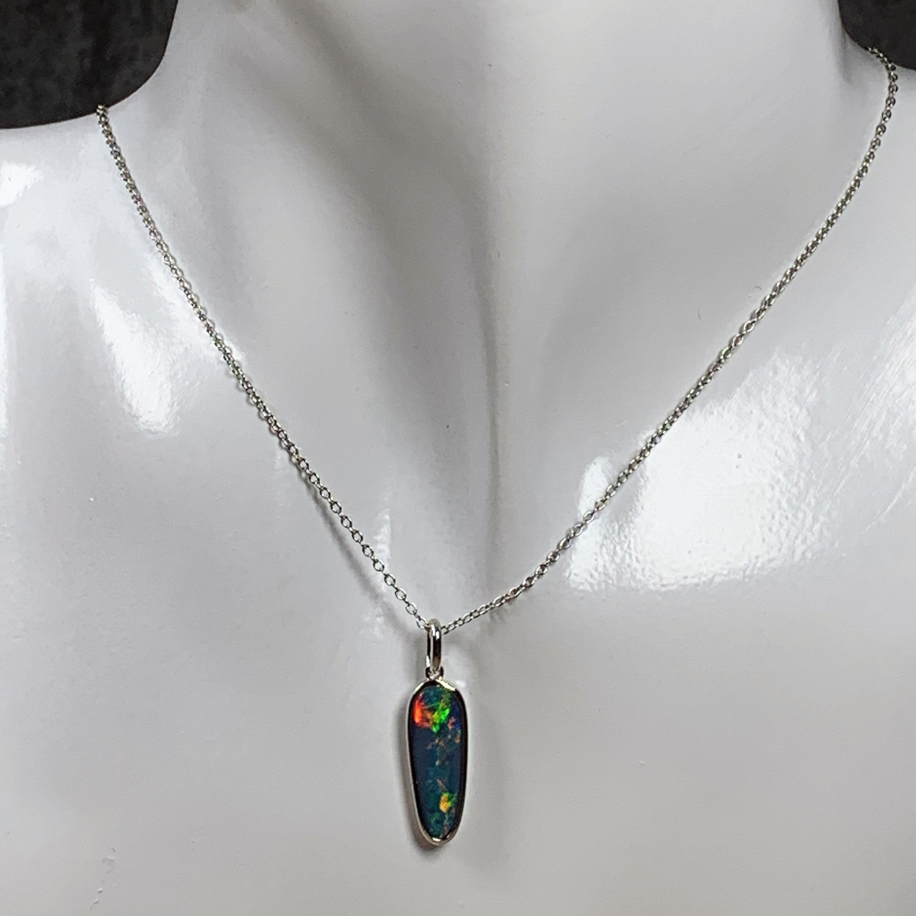 Sterling Silver Opal Red Green pendant - Masterpiece Jewellery Opal & Gems Sydney Australia | Online Shop