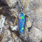 Sterling Silver Opal Red Green pendant - Masterpiece Jewellery Opal & Gems Sydney Australia | Online Shop