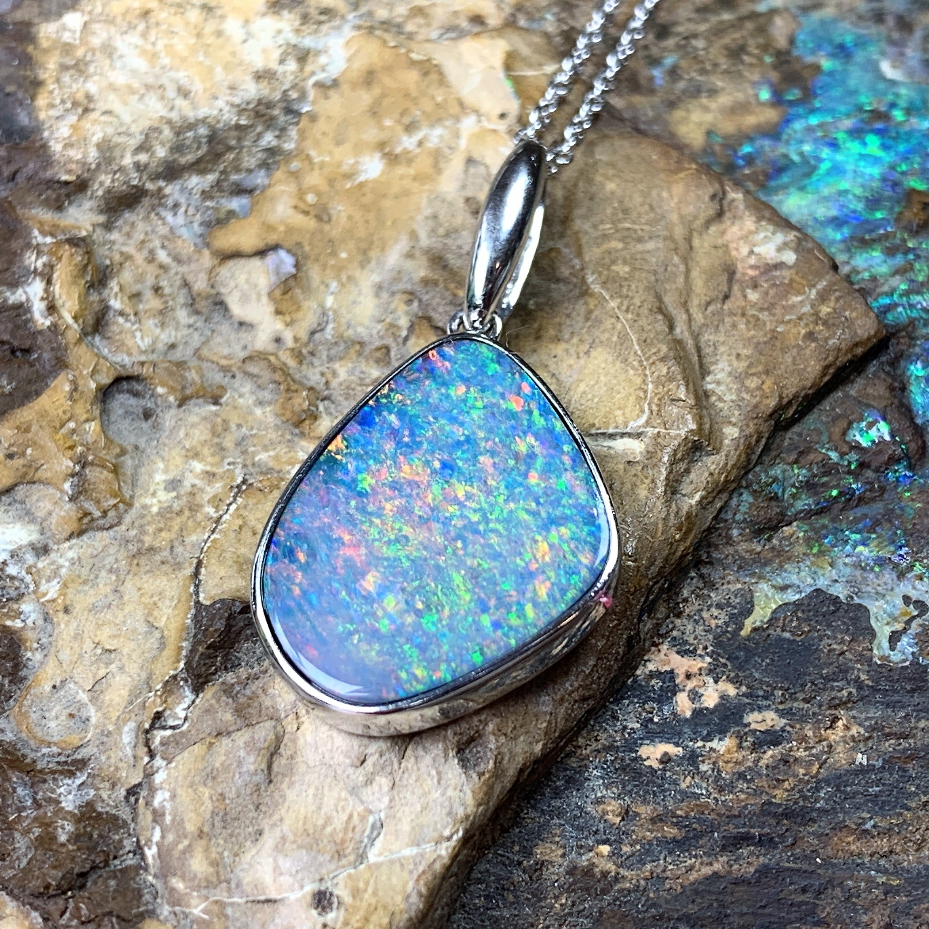 Sterling Silver Red Opal 17x14mm pendant - Masterpiece Jewellery Opal & Gems Sydney Australia | Online Shop