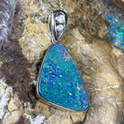 Sterling Silver Multi colour Triangular design Opal pendant 33x16mm - Masterpiece Jewellery Opal & Gems Sydney Australia | Online Shop