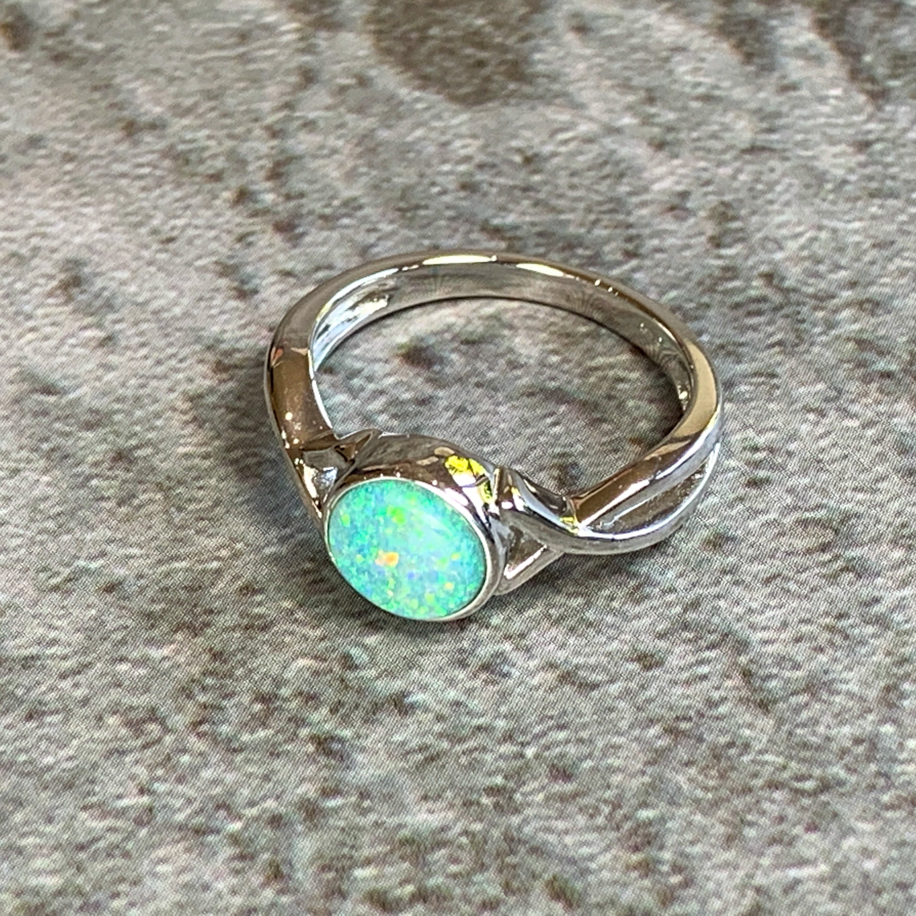 Sterling Silver Opal 1.1ct doublet bezel set ring - Masterpiece Jewellery Opal & Gems Sydney Australia | Online Shop