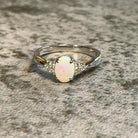 Sterling Silver White Red Yellow Opal 7x5mm ring - Masterpiece Jewellery Opal & Gems Sydney Australia | Online Shop